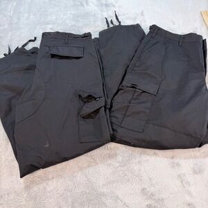 Lot of 2 Advantex Cargo Pants Black Large Regular Waist 35-39 Inseam 29-32 In